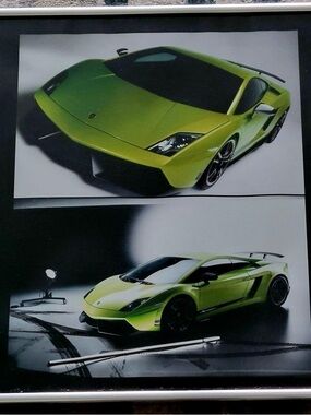Framed Green Lamborghini Supercar Photography Print - Home Art
